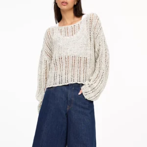 Open knit cropped sweater