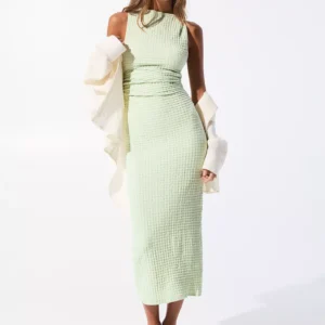 Creased-effect midi dress
